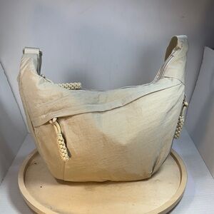 Nylon Crescent  Crossbody Bag Cream